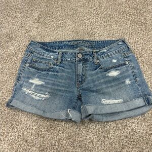 American Eagle Outfitters Women's Distressed Blue Jean Shorts